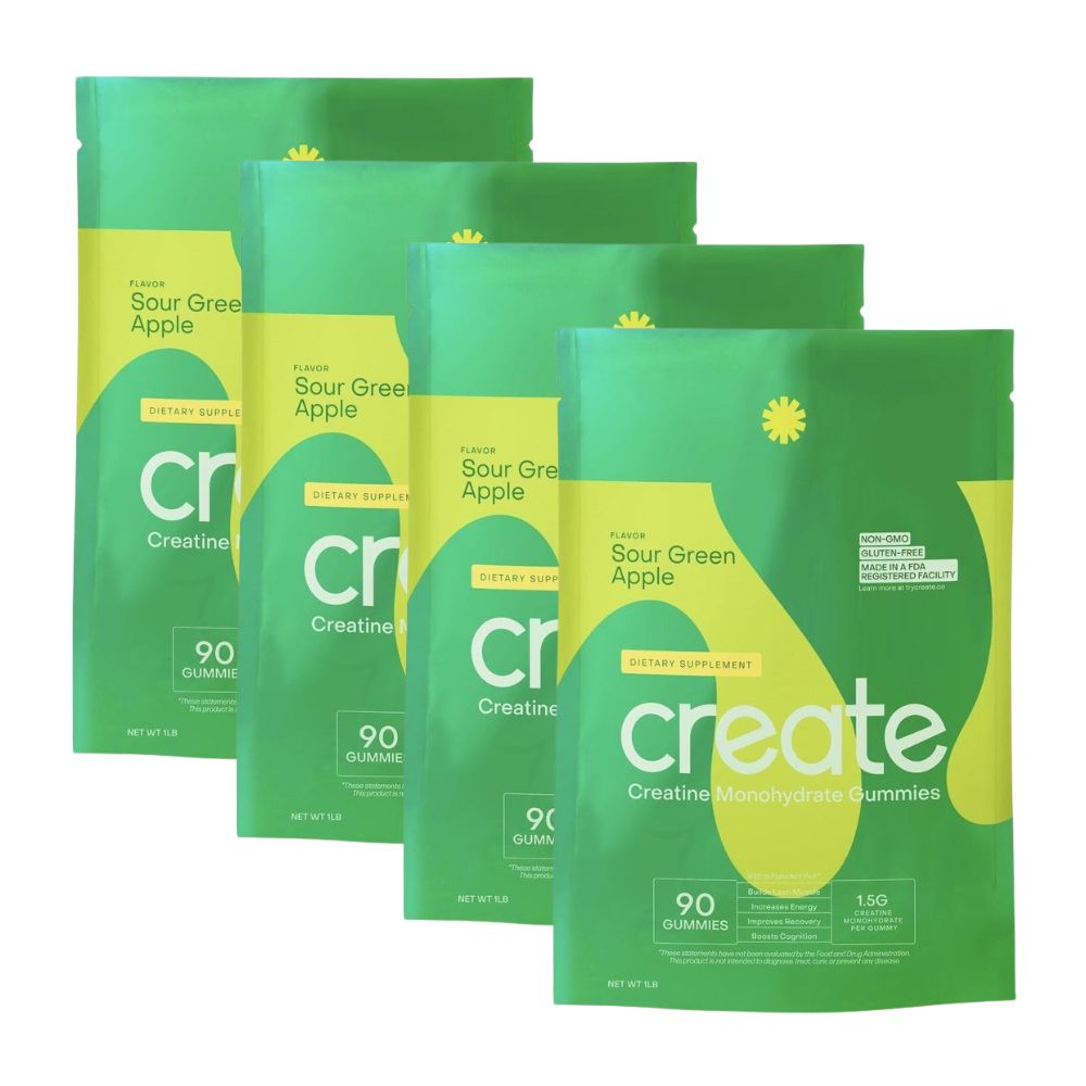 Create Creatine Monohydrate Gummies – Green Apple Flavor (Pack of 4)